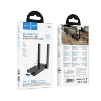 Wifi Usb 2.0 Adapter Hoco HI34 WiFi 6 USB-A 600Mbps Plug and Play with 2 Antennas