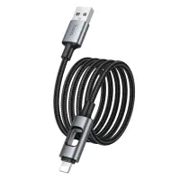 Cable Hoco U144 USB-A  to Lightning Fast Charging 2.4A with Lighting Braided Black 1.2m