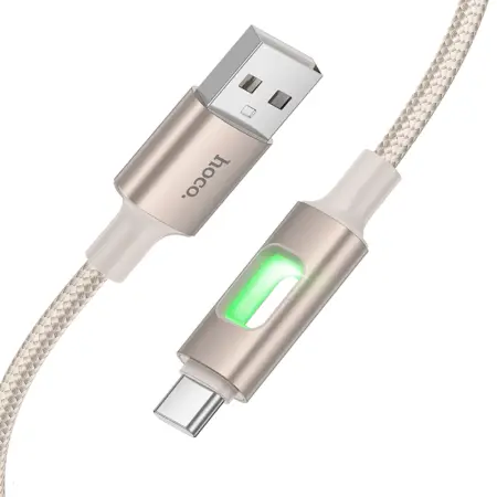 Cable Hoco U144 USB-A  to Lightning Fast Charging 2.4A with Lighting Braided Gold 1.2m