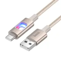 Cable Hoco U144 USB-A  to Lightning Fast Charging 2.4A with Lighting Braided Gold 1.2m
