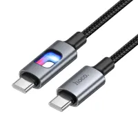 Cable Hoco U144 USB-C  to USB-C 60W Fast Charging 3A with Lighting Braided Black 1.2m