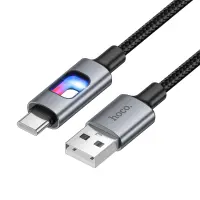 Cable Hoco U144 USB-A  to Lightning Fast Charging 2.4A with Lighting Braided Black 1.2m