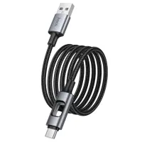 Cable Hoco U144 USB-A  to Lightning Fast Charging 2.4A with Lighting Braided Black 1.2m