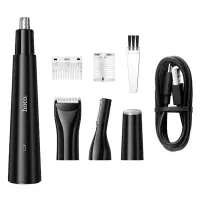 Rechargeable Nose Facial and Body Trimmer Hoco HP37 320mAh with 3 Interchangeable Heads Black