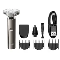 Rechargeable Hair Clipper & Trimmer Hoco HP36 600mAh with 3 Heads and LED Battery and Charging Indicator Metal Grey