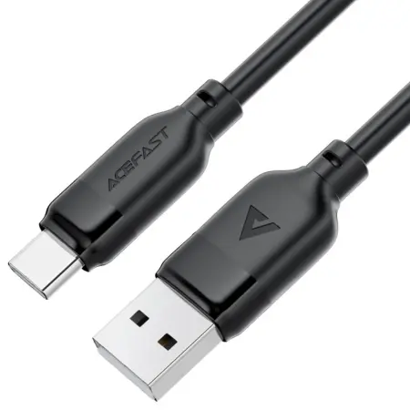 Cable Acefast C16-04 USB-A  to USB-C 3A USB2.0 with Reinforced Connectors Black 1.2m