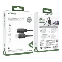 Cable Acefast C16-04 USB-A  to USB-C 3A USB2.0 with Reinforced Connectors Black 1.2m