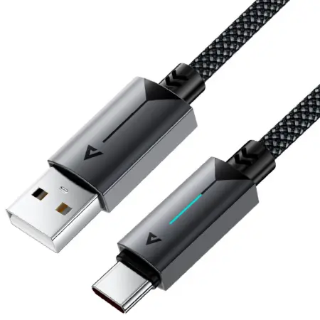Cable Acefast C19-04 Metallic USB-A  to USB-C 3.0A Fast Charging USB2.0 with Charging Indicator Braided Black 1.2m