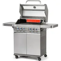 Gas Grill Fieldmann FZG 3025 4+1+1 with 4x Main Burners and 1x Side Burner, Infared Burner,  Cast Iron Plate and Grate and Thermometer