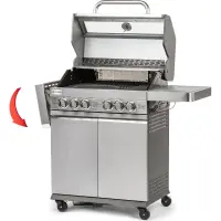 Gas Grill Fieldmann FZG 3025 4+1+1 with 4x Main Burners and 1x Side Burner, Infared Burner,  Cast Iron Plate and Grate and Thermometer