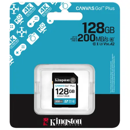Memory Card SDXC 128GB Kingston CanvasGo+ Class 10 up to 200Mb/s SDG4/128GB