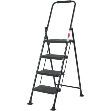 Inter Step Ladder Lamart LT8098 4 Steps with Anti-slip Surface for Indoor and Outdoor Use Black