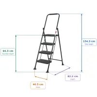 Inter Step Ladder Lamart LT8098 4 Steps with Anti-slip Surface for Indoor and Outdoor Use Black
