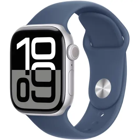 Apple Watch Series 10 Aluminum 46mm GPS eSim NFC IP6X  Aluminum Case Silver with Sport Band Denim MWWM3QH/A