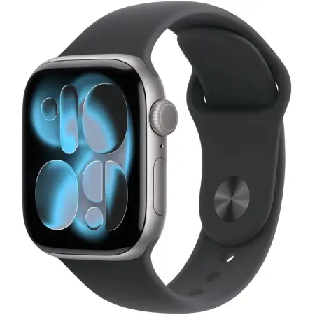 Apple Watch Series 11 (2025) Aluminum 42mm GPS NFC IP6X  Aluminum Case Space Grey with Sport Band Black MEQW4WF/A