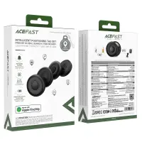 Set Acefast Tag S1 Anti-Lost Tracker Only for iOS Works With Apple Find My Network with Protective Case and Strap Black Pcs.4