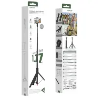 Four-Leg Holder and Selfie Stick Acefast E31 for Devices 4.5"-7.0" Extendable up to 1.77m with Remote Control Black