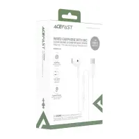 Hands Free Acefast L9 Single Earphone USB-C with HD Mic Compatible with All USB-C Devices White 1.2m