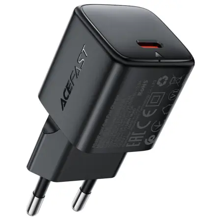 Travel Charger Acefast A118 Mini Fast Charging 1xUSB-C PD30W QC3.0 GaN Black