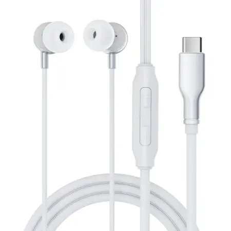Hands Free Acefast L8 Earphones Stereo USB-C Grey 1.2m with HD Mic Compatible with All USB-C Devices