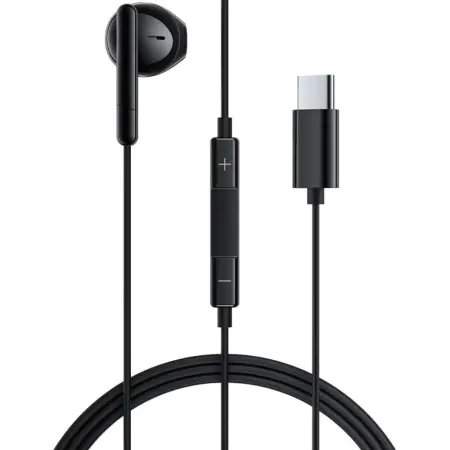 Hands Free Acefast L9 Single Earphone USB-C with HD Mic Compatible with All USB-C Devices Black 1.2m