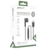 Hands Free Acefast L9 Single Earphone USB-C with HD Mic Compatible with All USB-C Devices Black 1.2m