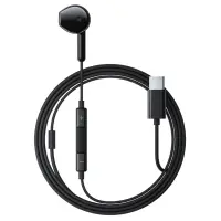 Hands Free Acefast L9 Single Earphone USB-C with HD Mic Compatible with All USB-C Devices Black 1.2m