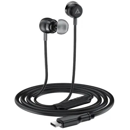 Hands Free Acefast L8 Earphones Stereo USB-C Black 1.2m with HD Mic Compatible with All USB-C Devices