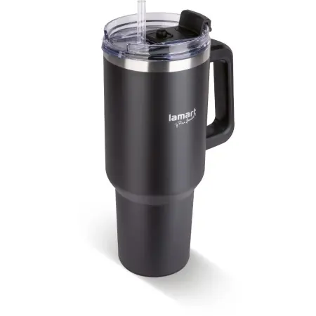 Stainless Steel & Plastic Thermos Cup 1.2L HUGE Lamart LT4088 Black