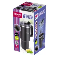 Stainless Steel & Plastic Thermos Cup 1.2L HUGE Lamart LT4088 Black