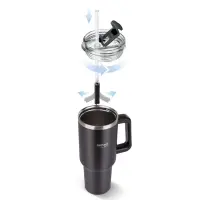 Stainless Steel & Plastic Thermos Cup 1.2L HUGE Lamart LT4088 Black