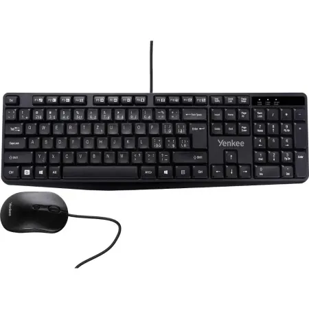 Yenkee YKM 1007CS Set Wired Keyboard and Mouse with Adjustable DPI and Full Size Keyboard Black