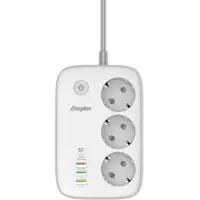 Desktop Charger Energizer EPB2500W02EU 2500W 10A Max with 3xSuko Sockets + 1xUSB-C PD30W + 3xUSB-A 18W QC3.0 / 2.4A, Safety On/Off Switch and WiFi Control Cable 2m White