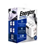 International Adapter Charger Energizer ETC200 US/AU UK EU with 1xUSB-A 18W 2xUSB-C 20W/12W White