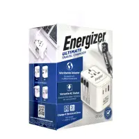 International Adapter Charger Energizer ETC650 US/AU UK EU with 1xUSB-A QC 30W 2xUSB-C PD65W GaN White