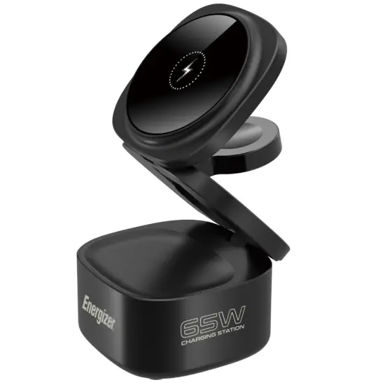 Desktop Charger Energizer 5-in-1 WCP311 65W with 1xUSB-C 65W 1xUSB-A 18W and Wireless Charging 15W Black
