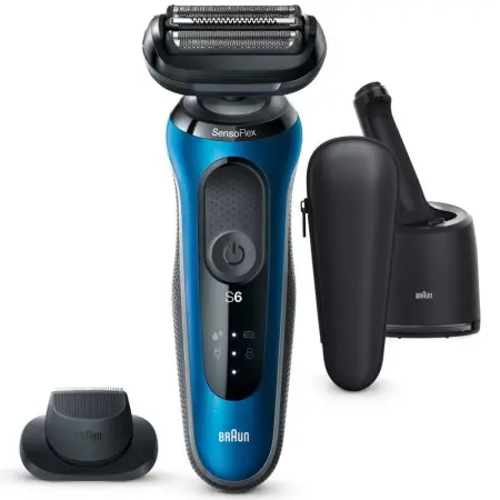 Rechargeable Electric Shaver Braun Series 6 B7000CC with 1 Cutting Legth and Wet - Dry Use Blue-Black