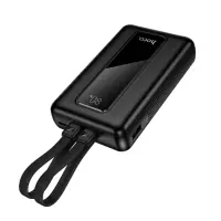 Power Bank Hoco J162A Full power 20000mAh PD20W+22.5W QC Input USB-C and Output USB Integrated Cables USB-C+Lighting and LED Battery Display Black