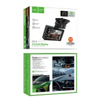 Windshield Cam Hoco DV14 720p HD 200mAh Wide Angle Lens 120° 3" Display Supports MicroSD Card up to 64GB Black