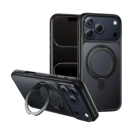 Hoco Premium Rotating Magsafe Case for Apple iPhone 17 Pro Max with Built-in Stand Black