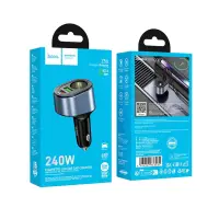 Car Charger Hoco Z56 Friend Dual USB Fast Charge PD35W+QC3.0 with Cigarette Lighter Port Black