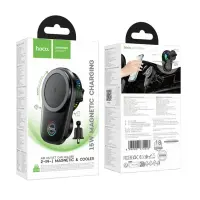 Car Mount Hoco HW36 for Devices 4.5"-7" Air Vent Mounted with Wireless Charger up to 15W and Phone Cooler Black