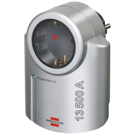 Adapter Brennenstuhl with 1 Socket 230V Protection Indicator and Overvoltage Protection up to 13.500A  Silver