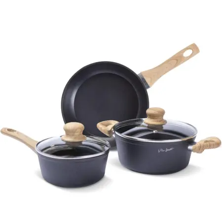 NATUR Aluminum Non-stick Cookware Set 3pcs Lamart LT1282 Black