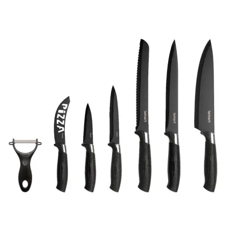 Set of Knives Lamart LT2179 6pcs. and a Peeler with Anti-odor Blades and Soft Ergonomic Grips Black