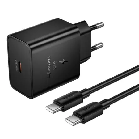 Travel Charger Hoco N77 Star GaN 45W Fast Charge with 1xUSB-C with USB-C to USB-C 60W Cable Black