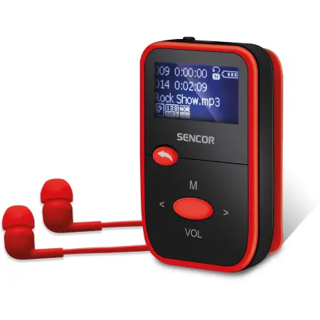 MP3 Player 8GB Sencor SFP 4408 RD 110 mAh 1.1" LCD Display 7 Hours of Playback FM Radio and Micro SD