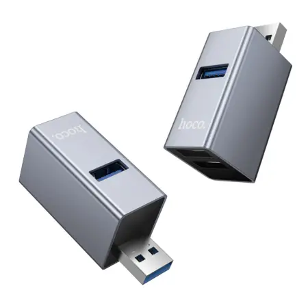 Hub Hoco HB54 USB to 2xUSB2.0 and 1xUSB3.0 up to 5Gbps Metal Grey