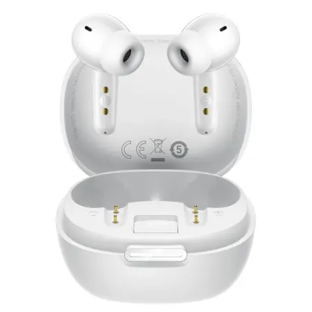 Wireless Hands Free Hoco EQ100 Intelligent TWS ANC Dual Microphone v6.0 500mAh 10Hrs Talk Time  and AI Translation in 134 Languages and Built-in Phone Stand White