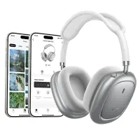 Wireless Stereo Headphones Hoco W68 Calma HiFi Audio ANC v6.0 400mAh 45h Talk Time AUX USB-C Silver